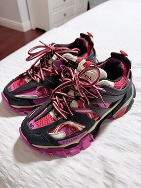 Balenciaga Pink, Black & White Track Sneakers
